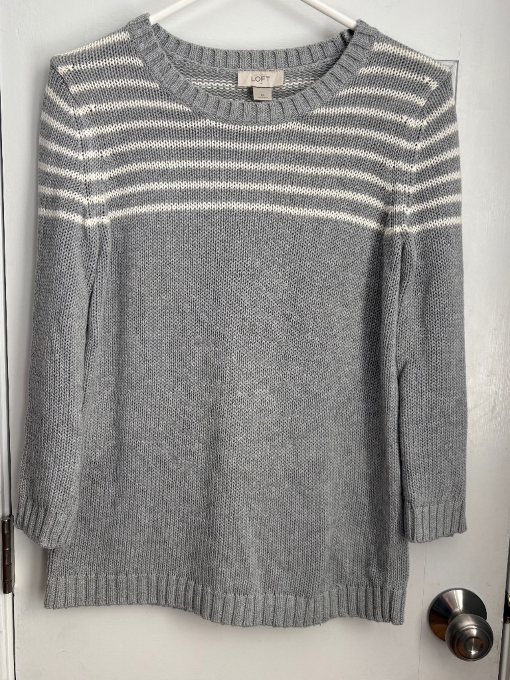 Loft grey sweater with stripe details, Size M